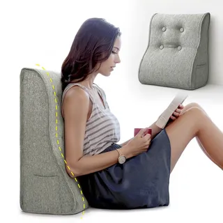 Daneey Lesekissen zum Sitzen im Bett für Erwachsene, Rückenstützkissen für Sofa, Schaumstoff-Keilkissen für Nacken, Lendenwirbelsäule, Rücken, Grau, 50,8 x 22,9 x 55,9 cm