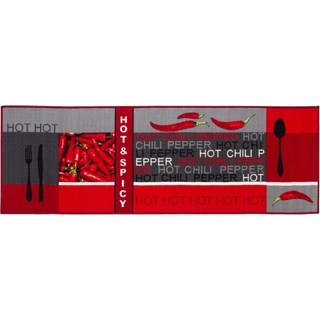Küchenläufer Hot Pepper, Andiamo, rechteckig, Höhe: 5 mm, Motiv Peperoni/Chili, mit Schriftzug, Küche, waschbar rot 67 cm x 200 cm x 5 mm