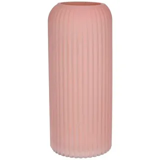 INNA-Glas Dekovase Dekovase ALBURGIS mit Rillen, Glas, Altrosa-matt, 25cm, Ø10cm rosa