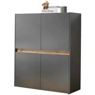 furn.design Highboard 100 x 120 cm Grau / Eiche