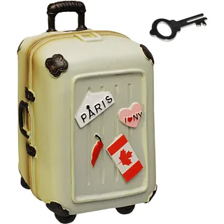 alles-meine.de GmbH Spardose - Reisekoffer/Trolley - Länder & Städte - mit Schlüssel + Schloss - aus Kunstharz/Polyresin Harz - stabile Sparbüchse Kinderspardose/Trolly KOF..