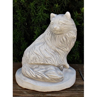 Deko Figur Tierfigur Katze sitzend H 27 cm Katzenfigur Gartenfigur aus Beton