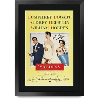 HWC Trading FR A3 Sabrina Audrey Hepburn Humphrey Bogart Geschenke Geduckter Poster Signiertes Autogramm Foto für Fans von Film Memorabilien - A3 Framed