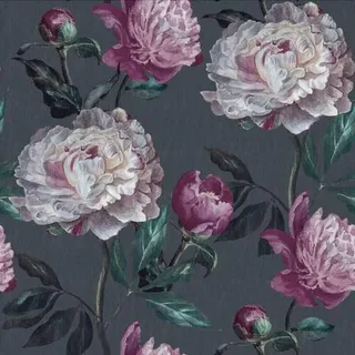 Xora Vliestapete, Anthrazit, Lila, Kunststoff, Papier, Blume, 52x1005 cm, Made in Europe, Tapeten & Wandverkleidungen, Vliestapeten