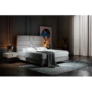 xl moebel gmbh Luxus Design Bett Polster Doppel Hotel Betten Ehe 180x200cm Schlaf Zimmer Metall - Grau