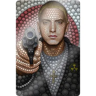 Glasbild WALL-ART "Kunstdruck Rapper Eminem" Bilder Gr. B/H: 40 cm x 60 cm, Schriftzug, bunt Glasbilder Glasposter modern