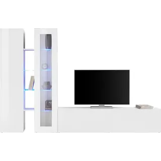 Home Affaire Wohnwand "Maruska", weiß (weiß hochglanz, weiß hochglanz), B:280cm H:180cm T:30cm, Holzwerkstoff, Kastenmöbel-Sets, Wohnwand