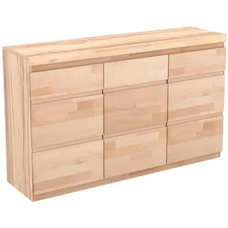 Kommode Kernbuche 135 cm Massivholz-Front 3-türig Sideboard geölt
