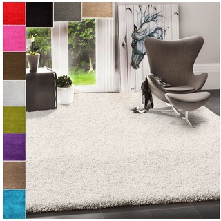 Teppich Prime Shaggy Hochflor Teppich in 13 Uni Farben + Runde Teppiche, Vimoda, Rechteckig grün 40 cm x 60 cm