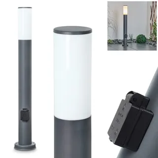 HOFSTEIN Wegeleuchte Caserta, Außenwegeleuchte mit Steckdose aus Metall/Kunststoff in Anthrazit/Weiß, moderne Außenleuchte für Garten, Außenbereich, Hof, Terrasse, Höhe 80 cm, E27, IP44