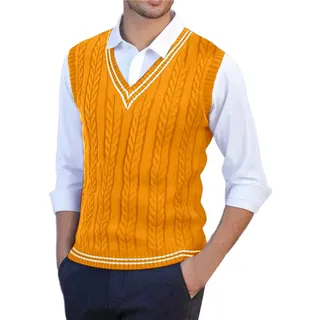 Pullunder Herren Strickpullover Ärmellos Pullover Weste Wollweste V Ausschnitt Vest Strickweste V-Ausschnitt Wolle Herbstmode Für Männer Ärmellose Krageneinsatz Herrenwesten Gilet