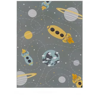 TT Home Kinderteppich 200 x 290 cm Grau/Blau/Gelb