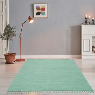 THEKO Zaba Handwebteppich Dream Cotton mint 60 x 120 cm