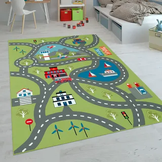 Paco Home Kinderteppich Teppich Kinderzimmer Spielteppich Junge Mädchen Modern rutschfest, Grösse:200 cm Quadrat, Farbe:Grün 2