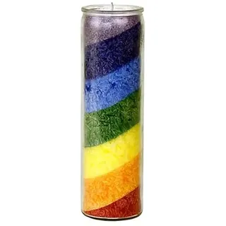 Panotophia Stearinkerze Regenbogen duftneutral - 21x6.5 cm Glaskerze Ritualkerze