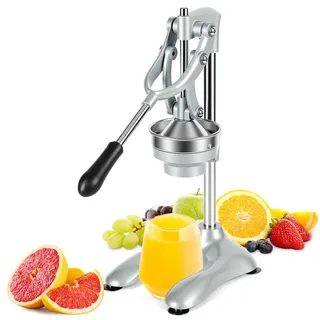 Manuelle Saftpresse aus Aluminiumlegierung – 304 Edelstahl Sieb, Saftpresse Edelstahl mit 2 Presskegeln, Schwere Saftpresse Manuell mit Saugfuß, Haushalt & Café