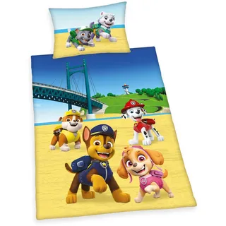 Herding Paw Patrol Bettwäsche-Set, Wendemotiv, Kopfkissenbezug 65 x 100 cm, Bettbezug 160 x 210 cm, Baumwolle/Renforcé, Mehrfarbig