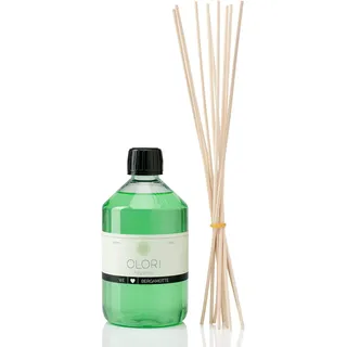Raumduft Nachfüll-Set „Bergamotte“ 500 ml inkl. 10 Rattan-Stäbchen - Duftöl mit ätherischen Ölen - Nachfüller von Natur aus EIN sehr dezenter und frischer Duft - Nachfüllflasche 100% Natürlich
