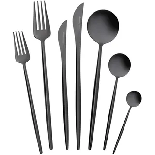 Karaca Jupiter Premium Boxed Cutlery Set Shiny Black für 12 Personen, 84 Teilig