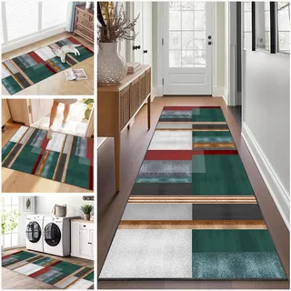Teppich Läufer für Küche, Flur & Wohnraum 80 x 150 cm Flurteppich Küchenläufer Teppich, Fußmatte Lang Küchenteppich Waschbar Läufer Flur Teppich Modern Bettvorleger Schlafzimmer Eingangsteppich