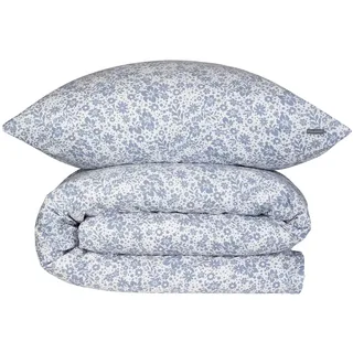SCHIESSER Flower Floral Baumwolle Hellblau 135 x 200 cm + 80 x 80 cm