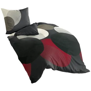 Bierbaum, Mako-Satin Bettwäsche , Designed in Germany, 6155 rot 13, 135x200 cm + 80x80 cm