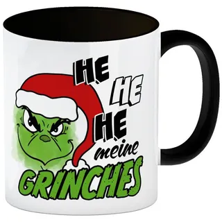 speecheese Tasse Weihnachtsmuffel Kaffeebecher in schwarz mit Spruch He meine Grinches