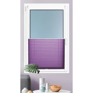 Plissee KUTTI "Brisa" Gr. 4, lila (aubergine), B:65cm H:140cm, Obermaterial: 100% Polyester, Plissees, Klemmfix, Sichtschutz, blickdicht, einfarbig, Klemmträger