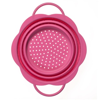 Kochblume Faltsieb M | Premium-Silikon & BPA frei| Hitzebeständig | Spülmaschinenfest | Platzsparend | Farbe: pink