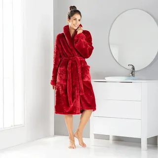 Coral-Fleece-Bademantel mit Schalkragen Mini Dots "Andrea"