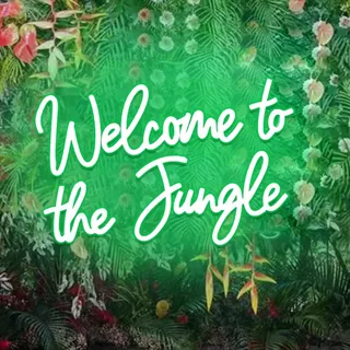 Willkommen im Dschungel, LED-Neonschilder, grüne Neonlichter für Wanddekoration, USB-Leuchtschild für Garten, Zuhause, Veranda, Geschäft, Weihnachten, Wohnzimmer, Bar-Dekoration (41,9 x 27,9 cm)