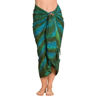 PANASIAM Sarong Pareo Tuch aus Viskose - blickdichtes Unisex Strandtuch & Wickelkleid, Viskose, in Größe L & XL - Wickelrock oder Bikini Cover-up für Damen & Herren blau|grün 190x116cm
