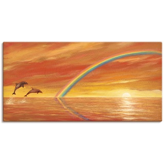 Wandbild »Regenbogen über dem Meer«, Wassertiere, (1 St.), 57770433-0 orange B/H: 60 cm x 30 cm