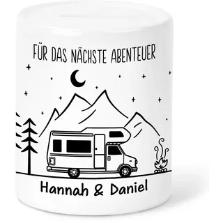 Wohnmobil Spardose personalisiert Wohnwagen Geldgeschenk Reise Reisekasse Geschenk Camper Sparbüchse Sparkasse Sparschwein aus Keramik (Wohnmobil)