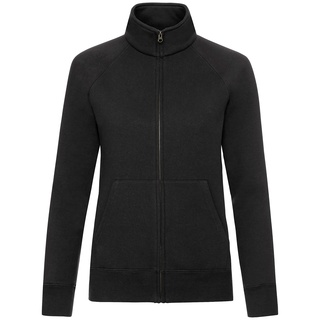 Fruit of the Loom LADIES PREMIUM SWEAT JACKET - Damen Sweatjacke mit Stehkragen und zwei Vordertaschen, schwarz, L