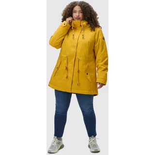Wintermantel RAGWEAR "Monadis Rainy II Intl.", Damen, Gr. XXL (44), gelb (hellgelb), Oberstoff: 100% Polyester. Futter: 100% Polyester. Wattierung: 100% Polyester, figurbetont Po-bedeckend, hoch geschlossener Ausschnitt, mit Knopf,verstellbar Rippstrickbündchen, Mäntel Wintermantel, sportlicher, wasserdichter Parka für den Winter