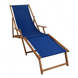 Erst-Holz Liegestuhl blau Sonnenliege Fußteil Gartenliege Holz Deckchair Strandstuhl Gartenmöbel 10-307F