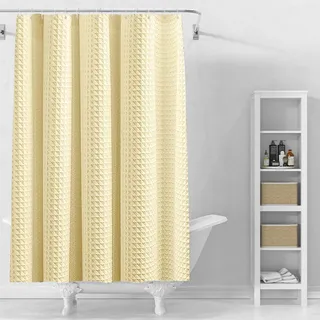 Stfery Waffel Duschvorhang Gelb Shower Curtains 300X200 Duschvorhang Wasserdicht Schimmelresistent