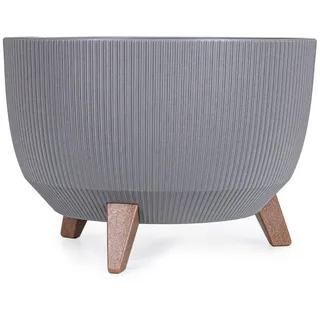 KONZEPT Blumentopf mit Füßen – großer Blumenkübel aus Kunststoff, runde Pflanzschale, 40 oder 47cm, modern & wetterfest, für Innen und Außen grau Ø 40 cm