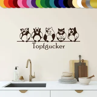Sunnywall Wandtattoo Topfgucker Eulen Vögel Kochen Küche Essen Wandsticker Braun Gr1