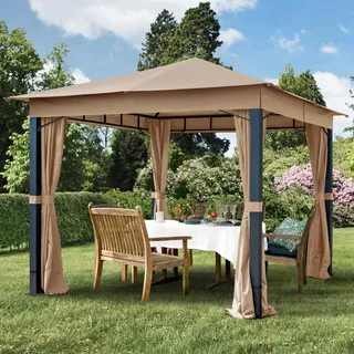 TOOLPORT Sunset 3x3 m Softtop Gartenpavillon, inkl. 4 Seitenteile, cappuccino - (300045)