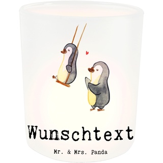Mr. & Mrs. Panda Personalisiertes Windlicht Patentante - Personalisierte Geschenke, Personalisiertes Windlicht Glas, Kerzenglas mit Namen,