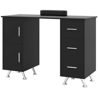 COSTWAY Schminktisch, Maniküretisch,Nageltisch mit 3 Schubladen, Holz schwarz