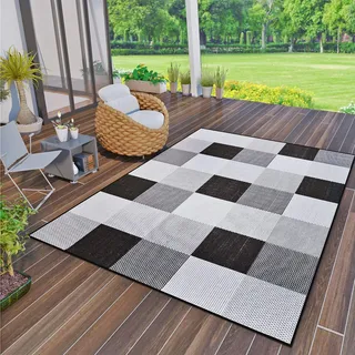 VIMODA Robuster In- und Outdoor Flachgewebe Balkon Terrasse Küchenteppich, Maße:80x150 cm