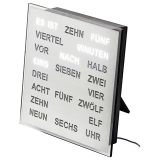 AMS LED Wortuhr 1242 - Wanduhr grau/anthrazit, Quarzwerk, Zifferblatt Aluminium geschliffen