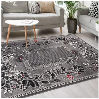 Mazovia Designteppich Modern Teppich Kurzflor Wohnzimmerteppich Robust und pflegeleicht GRAU, 200 x 300 cm, Fußbodenheizung,Allergiker geeignet,Farbecht,Pflegeleicht,Geometrisch grau 200 x 300 cm