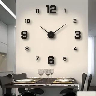 SpirWoRchlan 3D Wanduhr Zum Kleben - DIY Mute MODERN MODERT schwarz