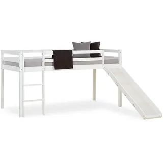 Homestyle4u Hochbett mit Rutsche weiß