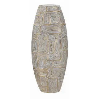 MF Dekovase Vase Aurelia Gold Harz 60cm Dekovase mit Geometrischem Muster (1 St)