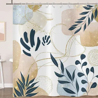 Hnmdmyi Duschvorhang Boho 180x180, Abstrakte Blätter Pflanze Duschvorhänge Mid Century Modern Minimalistisch Geometrisch Ästhetisch Kunst Badewanne Vorhang Wasserdicht Stoff Waschbar Badevorhang